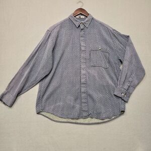 Evan-Picone Sport Mens Blue Long Sleeve‎ Button Up Shirt Size Large